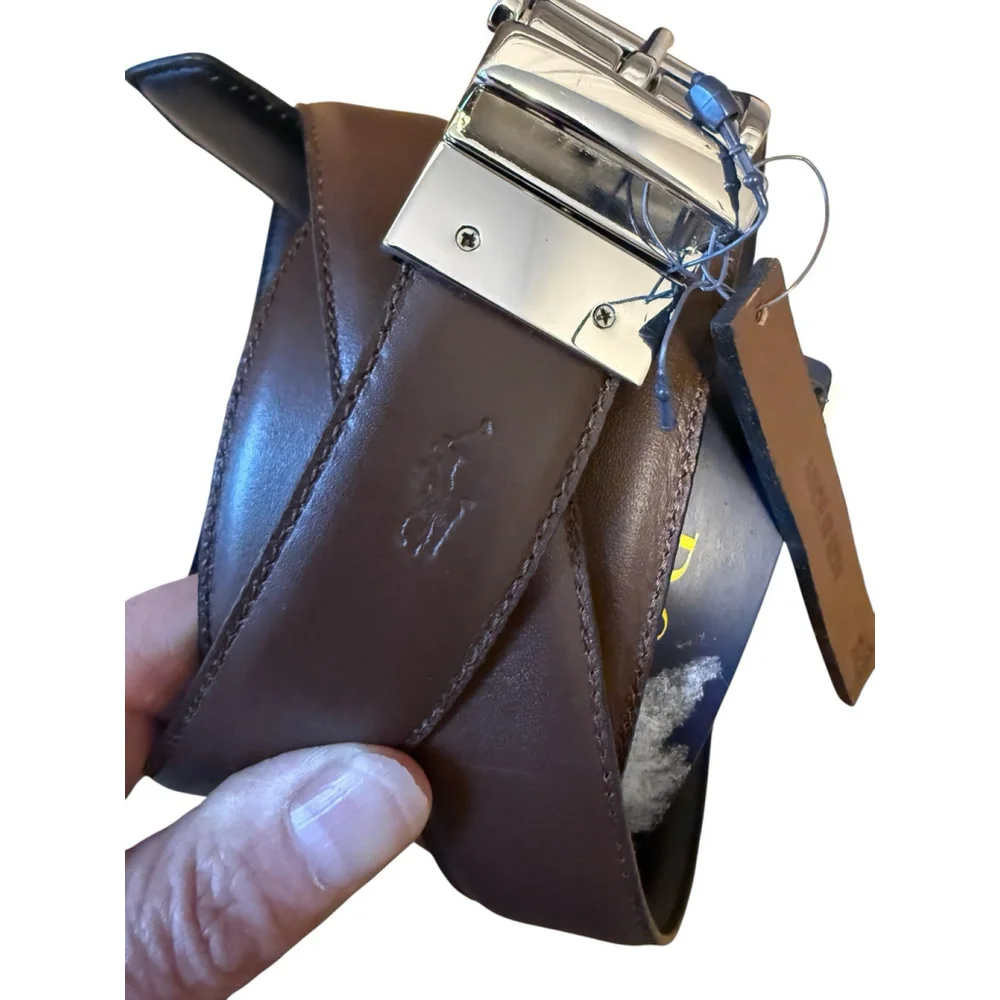 Polo Ralph Lauren Reversible Leather Belt Size 54 Black Brown New with Tags Read